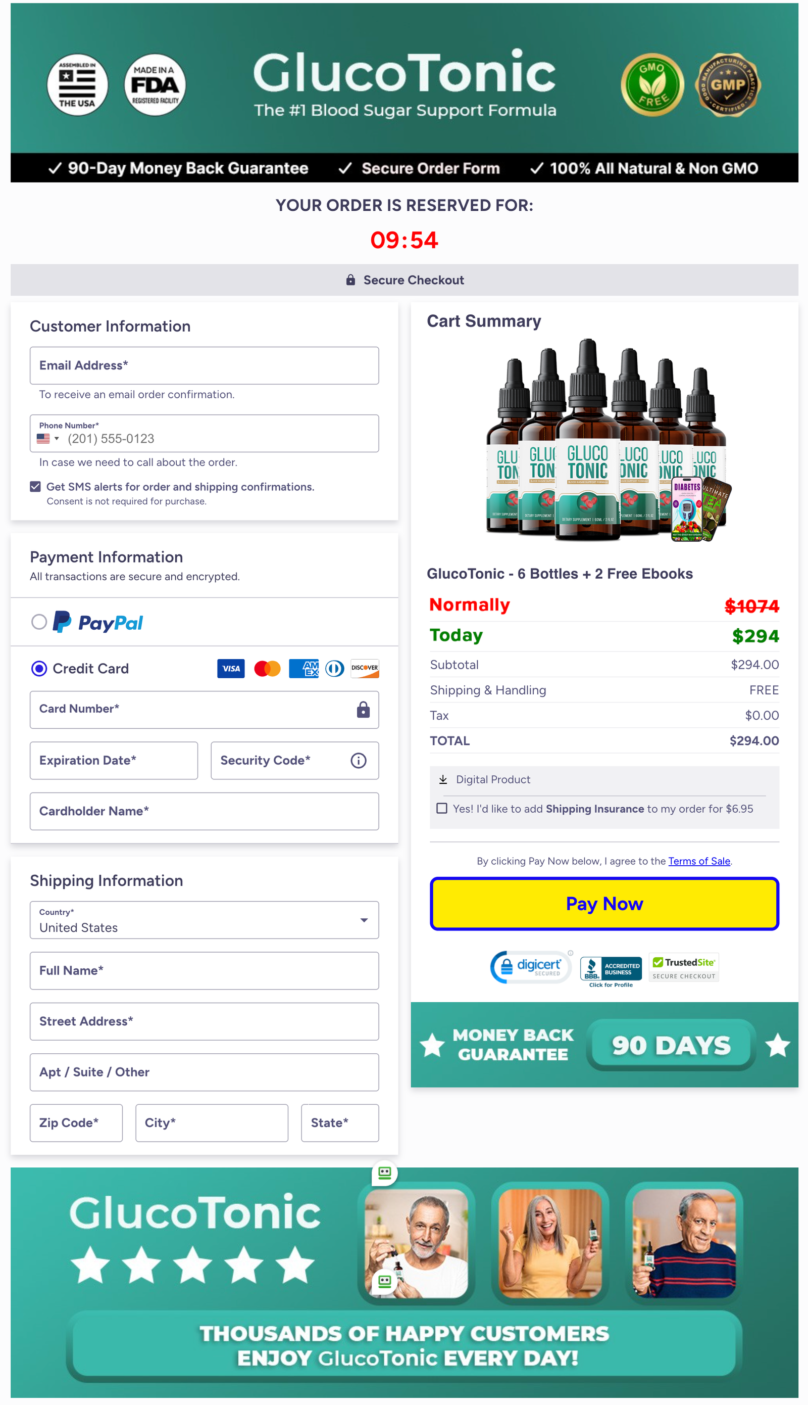 GlucoTonic Official Website Secure Order Page